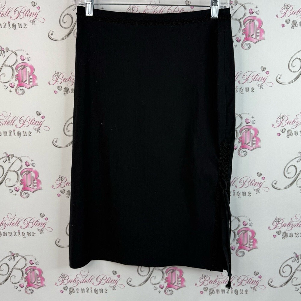 Tight rope skirt lace trim Black Women's Straight Skirt - Classic Minimal Style